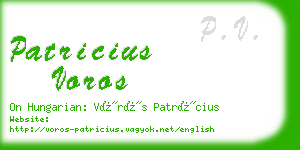 patricius voros business card